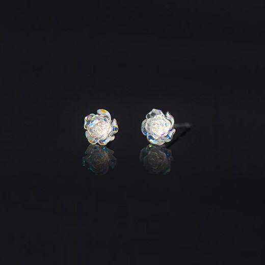 Yan Ru decorated with colorful camellia simple and versatile earrings for women 925 silver high-end earrings new earrings girlfriend birthday gift E3051_Colorful camellia earrings-Jingdong delivery