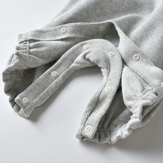 Auro Mesa baby clothes for spring and autumn boys and girls pure cotton cartoon bear overalls cute one-piece overalls light gray 90cm/1-2T