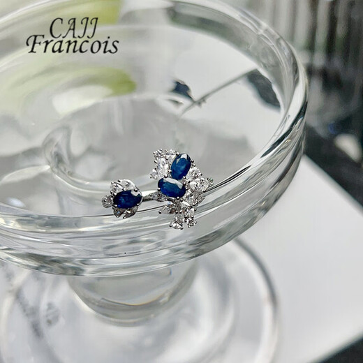 CAJJ Francois 0.99 carat sapphire ring for women, natural colored gemstone, jewelry gemstone, 925 silver inlay, size 13