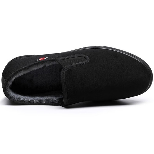 Real people winter old Beijing cloth shoes plus velvet and thickened men's cotton shoes slip-on lazy shoes non-slip soft sole middle-aged and elderly dad shoes 3101-5 men's cotton 40
