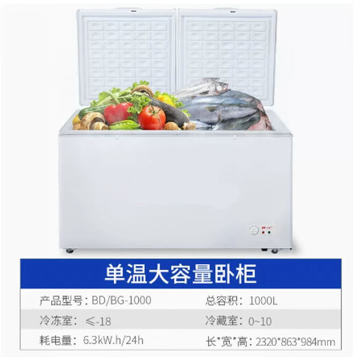 Lechenxin BD/BG-1000 Xingnan Freezer Commercial Large Capacity Refrigerator Freezer Single Temperature Horizontal Capacity 1000L