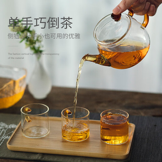 Yaji glass teapot, high temperature resistant and thickened, household filtered liner, tea water separation teapot