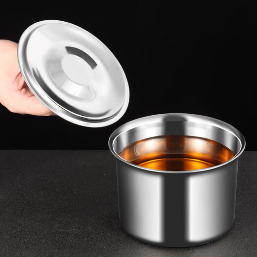 Baijie seasoning jar stainless steel seasoning jar flavor cup with lid seasoning box thickened lard jar seasoning barrel oil basin seasoning jar
