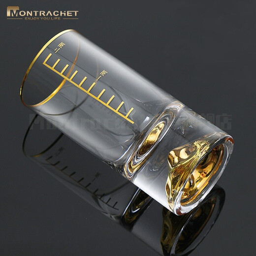 Montrachet gold-marked white wine cup set, one or two crystal glass gold foil cups, household two or two scale Jinshan small wine glasses, 1 or two cups, 6 pieces + cup holder, Jinshan style 50 ml