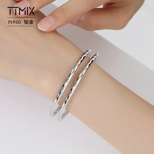 TTMIX genuine pt950 platinum bracelet for women platinum bracelet round light luxury platinum bracelet birthday gift 56mm weight 12.34g thick 3.0mm