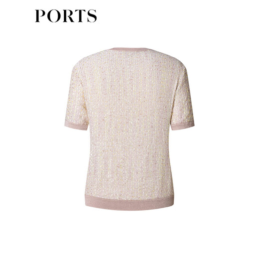 Ports printemps nouveaux bijoux de poitrine féminine embelli tricot à manches courtes courte alp8k701rxx008 eau vanille jaune l