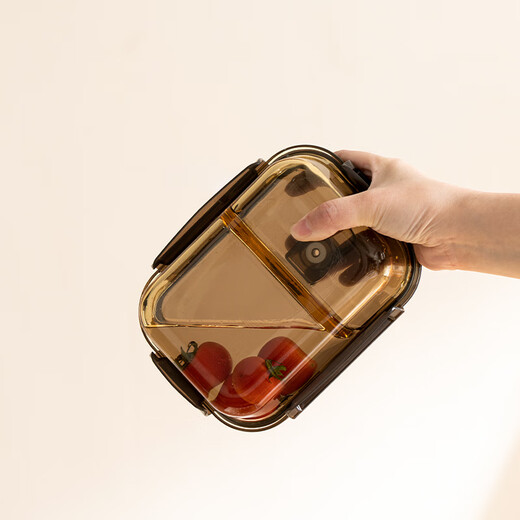 Van Gogh glass lunch box microwave oven borosilicon heat-resistant sealed refrigerator fresh-keeping box office worker heating and separation lunch box round two-grid 1050ml