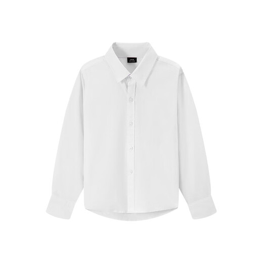 Buenpu boys' white shirts, children's white shirts, primary and secondary school uniforms, performance clothes, spring and autumn long-sleeved girls' white shirts, white twill 150cm