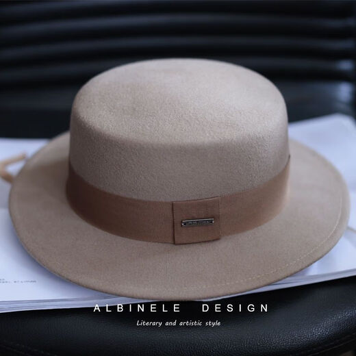Albinele Hat for Women Autumn and Winter Versatil Fashion Hat Wool Wool Black Ridge Top Hat British Retro Top Top Men Tamaño regular M Tamaño ajustable (54-57.5cm) Negro