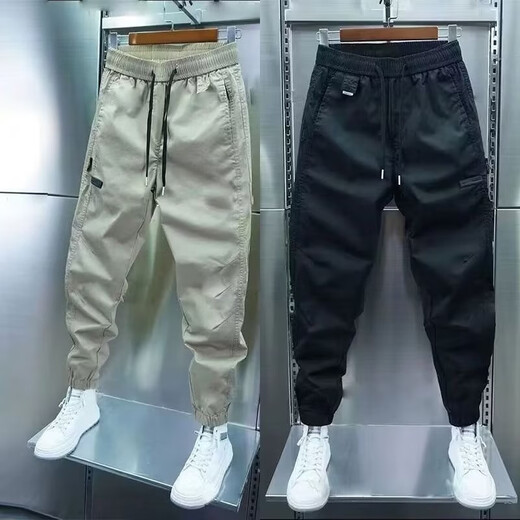 Pantalons décontractés de haute qualité de haute qualité pour garçons avec une salopette de taille polyvalente pour le printemps et l'automne Nouveau style pour les hommes pour les sports confortables et respirants 200 kaki [printemps et automne] xl