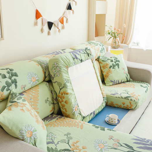 Silk Pure Cotton Anti-static Sofa Cover Cover All-Inclusive Thickened Four-Season Sofa Cushion Cover Customized No Static Blue Check Roving Anti-Wrinkle Customized According to Sofa Cushion Size (Contact Customer Service