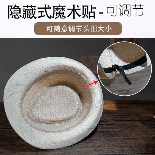 King of Hats, high-end natural pure hemp hat for men, British gentleman hat, summer sun visor, linen ramie straw hat, middle-aged and elderly hat, off-white 100% natural ramie, adjustable large (58-59) CM