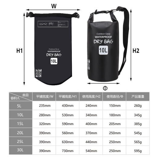Sac de taille antivol de Rade Raft, Travel à l'étranger, ajustement proche, bodal invisible, sac d'eau de rafting en cours d'eau, baignade à grande capacité, épaule double noire 25L