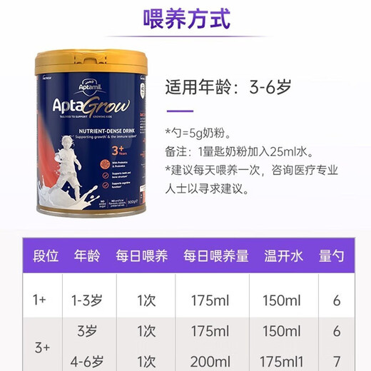 爱他美（Aptamil）幼儿童学生高钙成长奶粉900g 含VA+叶黄素 新西兰原装进口 3+段1罐（3岁以上)  效期26年1月
