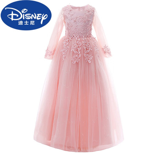 Disney Girls Geburtstag Abendkleid Prinzessin Rock High-End-modische Mädchen Kinder Blumen Kinder Hochzeitskleid Flauschiger Rock Klavier Performance Anzug TW683 Pink 110 cm