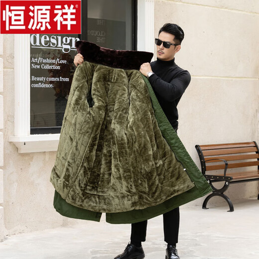 
Hengyuanxiang military green coat men's new style parka winter long cotton coat security work cold protection Northeast large cotton jacket thickened beige velvet inner liner [detachable] (long style) Small size XL [90-130Jin [Jin equals 0.5 kg]]
