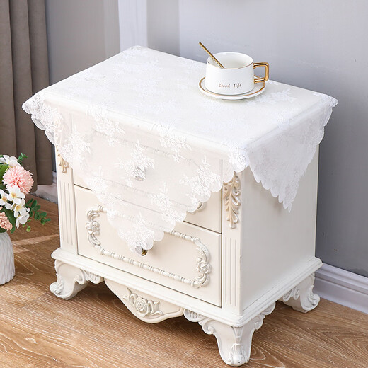 Tingmanyi hollow lace rice cooker cover bedside table cover microwave square towel tea table cloth refrigerator dust cover European style cover hollow peony round tablecloth diameter 100cm