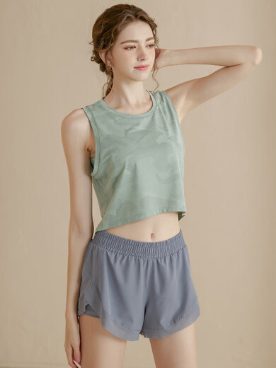 DADDECT breathable loose camouflage sports vest women's running cover-up Pilates quick-drying sleeveless fitness clothing top yoga clothing black L