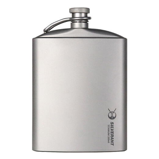 Silver ant pure titanium wine bottle portable wine set for outdoor travel convenient mini titanium alloy household flat white wine bottle 220ml pure titanium leather cover wine bottle + titanium funnel