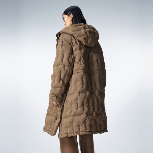 
JNBY/Jiangnan Busy Autumn and Winter Down Jacket for Women Irregular Loose Hooded A-type Mid-length Simple 5NAC14420 206/Sepia Brown M