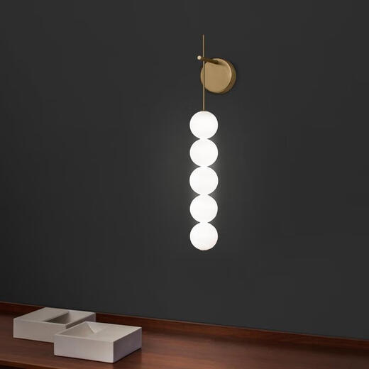Yaotian Bedroom Lamp Living Room Staircase Designer Spherical Decoration Long Wall Lamp Wall Lamp Long Wall Lamp Porch French Style Golden Lamp Body Long Style (Acrylic Ball)