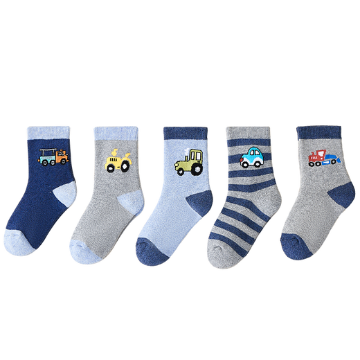 猫人儿童袜子男童秋冬加绒加厚保暖袜子中大童宝宝毛圈袜 小汽车 XL