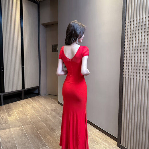 
Qiao Xuan Dai Foot Bath Technician Spa Cheongsam Long Workwear New Party Dress Sexy Slit Tight Long Skirt Chinese Night 13553 Black Long Skirt S