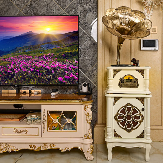 BLACKNOTE Jinmo gramophone retro living room European-style vinyl record player Bluetooth old-fashioned antique flow sound machine solid wood gramophone 206 white sliding door set