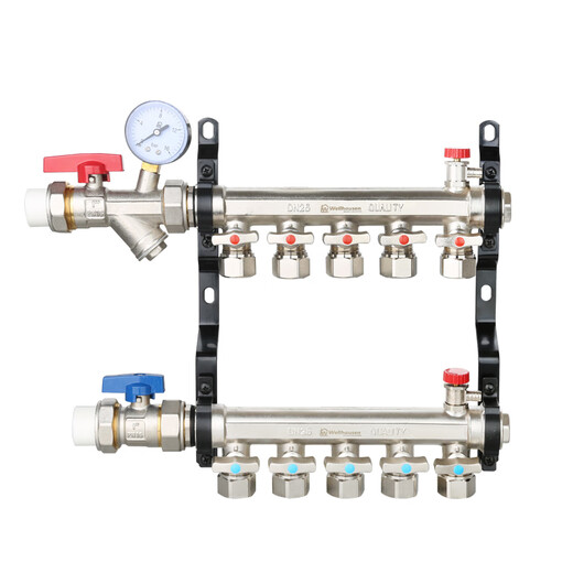 Wellhausen (Wellhausen) Germany high-flow floor heating water divider Floor heating pipes and ground heat pipe brass water collector 5-way water divider set 6172