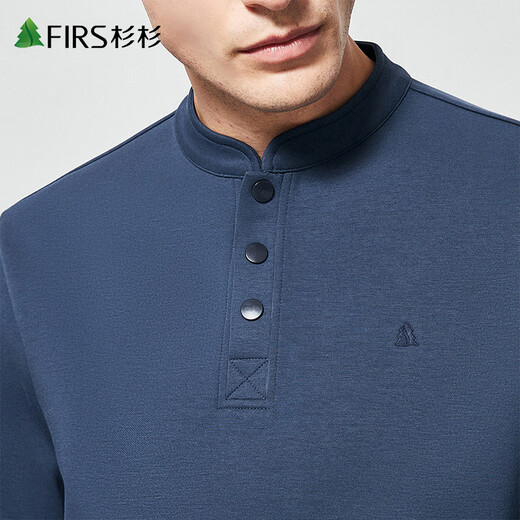 Shanshan Chinese style stand collar sweatshirt men's long-sleeved spring and autumn designer style national style henley collar elastic anti-wrinkle pullover