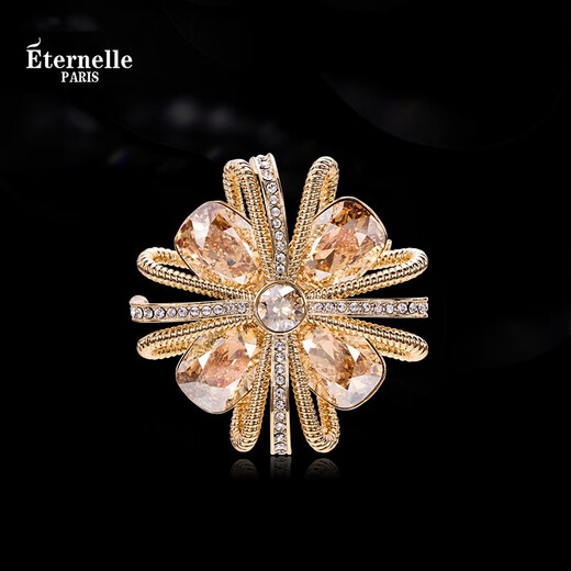 Eternelle French Master of Eternal Glory series crystal brooch high-end women's corsage pin collar pin accessories champagne color