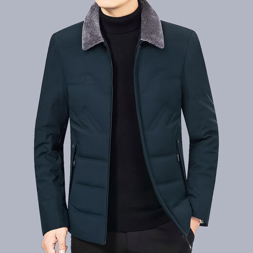 cerejeira men's clothing brand fur collar down jacket for men autumn and winter short middle-aged and elderly dad winter jacket for men D6210 black 180/XL