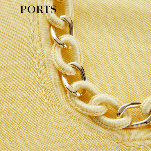 Ports baozi printemps et été de couleurs solides de nouveau femme à demi-sweat en tricot à manches lp8k723uke015 Dawn Yellow XS