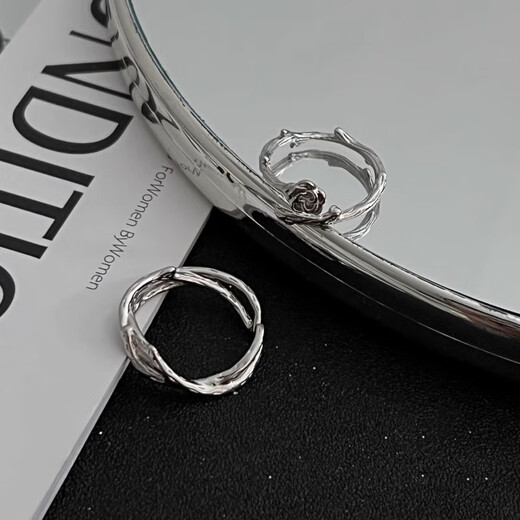 AIOSC Thorns Rose Couple Ring Women's Ins Cold Style Fashion Personalized Index Finger Ring Opening Adjustable Niche Ring Great Value 4-Pack Opening Adjustable