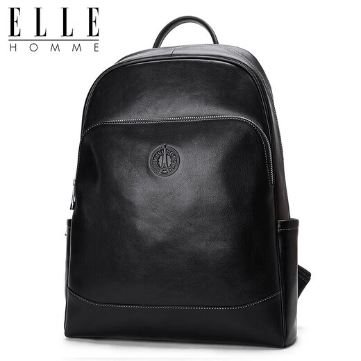 ELLE HOMME men's backpack trendy cowhide backpack casual outdoor schoolbag EA788207261 black
