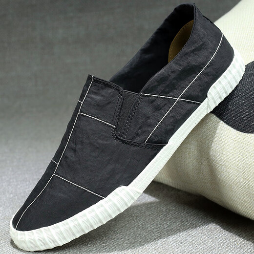 DICK LANE Dick Renne brand cloth shoes men 2025 new one-foot canvas shoes breathable lazy casual men shoes old Beijing cloth shoes men all black 42