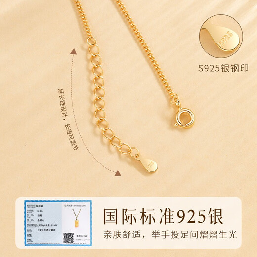 AHK Get Rich Small Gold Bar Silver Necklace Women's Clavicle Chain Pendant Anniversary Birthday Gift for Girlfriend and Wife Get Rich Girl Small Gold Bar Necklace