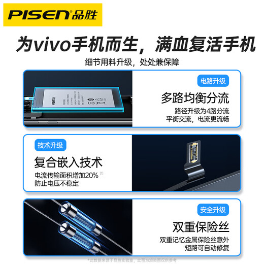 品胜（PISEN） 电池适用于vivo维沃x21i x23幻彩x27高配版x30 x50 x60曲面版x70Pro手机nex3双屏X90Pro+商务电池 NEXA电池屏幕指纹版【B-E7】3880mA