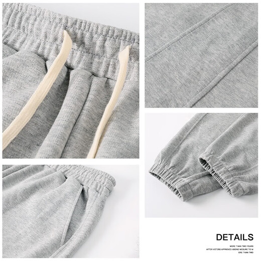 Langsha sweatpants men's spring and autumn wear-resistant and not easy to pilling pants men's loose and comfortable casual pants men's drawstring men's trousers gray XL recommended 170-180cm