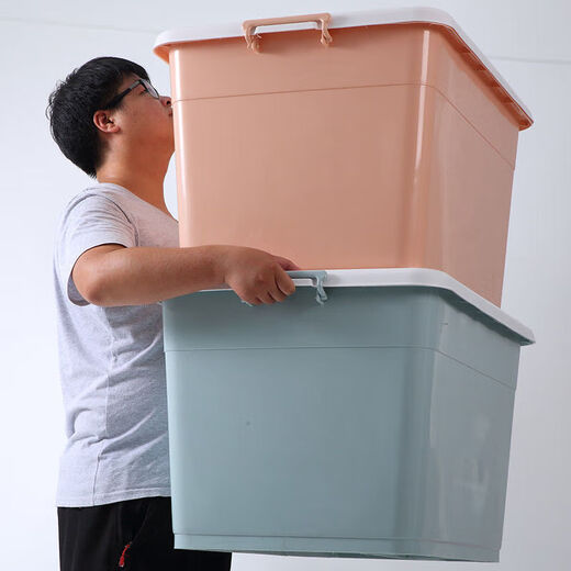 Rongtao Extra Large Thick Plastic Storage Box Organizing Box Covered Storage Box Clothes Quilt Storage Week Beige Cartoon 80s Model Length 58 Width 42 Height 34 Miles