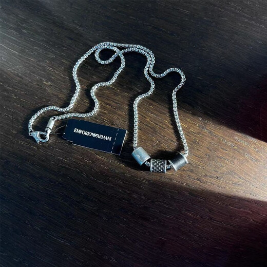 Armani (Emporio Armani) lucky bead black three-bead small waist men's necklace, birthday gift for boyfriend, Valentine's Day gift EGS2383020
