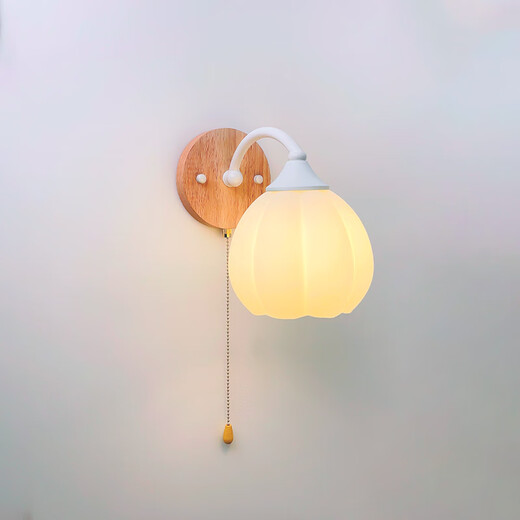 
ZHUANSI bedside wall light bedroom simple new style pull-line switch log living room staircase corridor corridor background wall hanging lamp ZS689+ gold stripe cover + pull-line switch three-color light