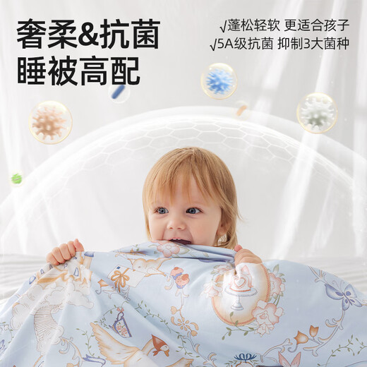 贝肽斯婴儿被子蚕丝被秋冬新生儿童恒温纯棉被子宝宝棉被幼儿园四季通用 精灵花会 中厚内胆-推荐18-28°C 120x150cm