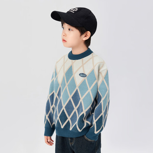 Zuoxi boys sweater winter warm sweater 2025 new style children's casual sweater top blue 160