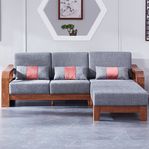 
Guangming Furniture Solid Wood Sofa Corner Sofa Combination Sofa Removable Washable Shuiquliu Sofa Modern Chinese Sofa 3884A Set One: Two-person seat + Imperial Concubine Couch