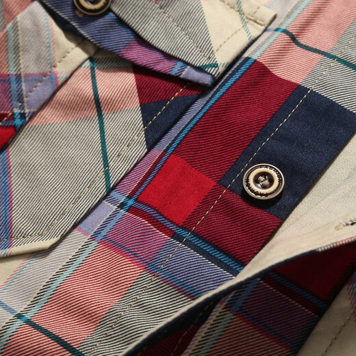
JP autumn men's plaid long-sleeved shirt casual shirt 1592 red M (110Jin[Jin equals 0.5 kg]-125Jin[Jin equals 0.5 kg])