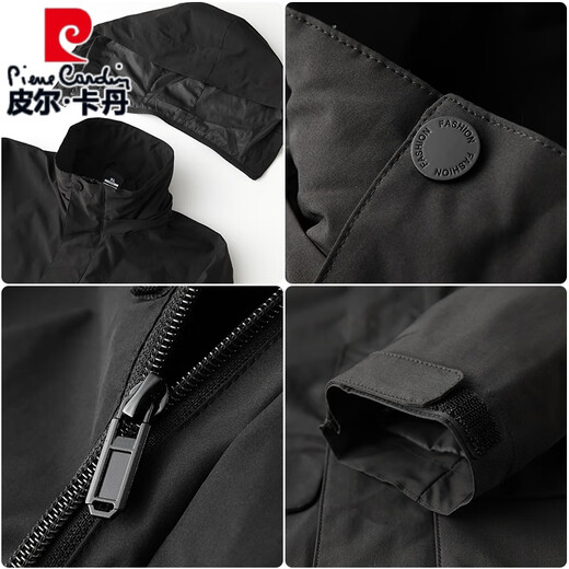 皮尔卡丹（pierre cardin）秋冬胖子大码风衣男加大加肥防风运动上衣肥佬冲锋衣加绒加厚外套 K8207深蓝(薄棉款) XL