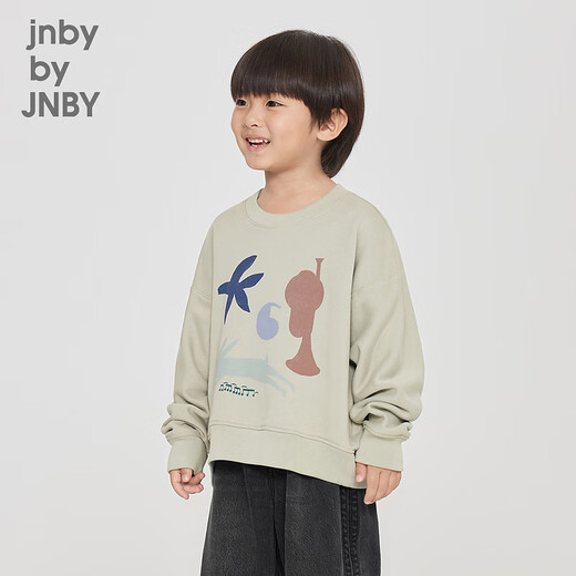 Jnby by JNBY parent-child clothing Jiangnan Buyi children's clothing spring and autumn printed sweatshirt washable and wearable for boys and girls 1N8410700 355 dull cyan 130 cm