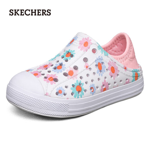 斯凯奇（Skechers）儿童童鞋女童宝宝透气可爱洞洞鞋凉鞋302114N 白色/粉红色/WPK 22