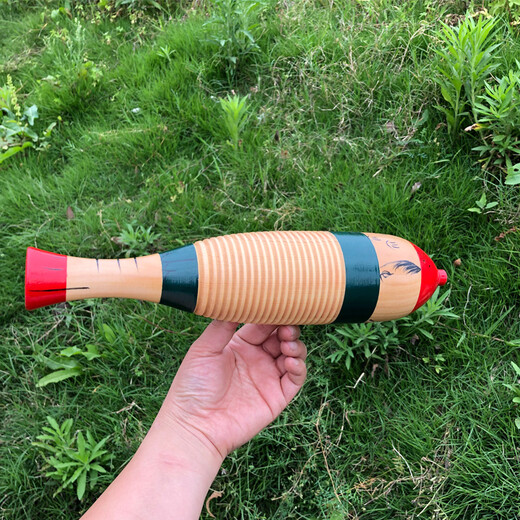 Orff Orff instrumento de percusión pez rana de madera zumbador de rana en forma de pez pez colorido rana instrumento musical material didáctico musical para jardín de infantes trompeta de 19,5 CM